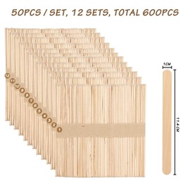 GoMaihe Pack of 600 Wooden Ice Cream Sticks, Wooden Spatulas, Crafts, Wooden Sticks for Crafts, Stirring