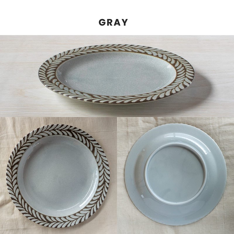 Mino Pottery Mino Ware Gran 235 Plate, Gray