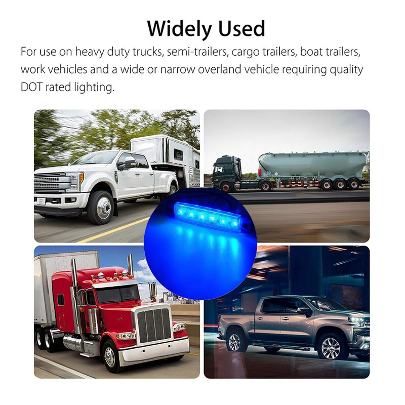 KYYET Blue LED Side Marker Lights,(Pack of 20) 6 LED