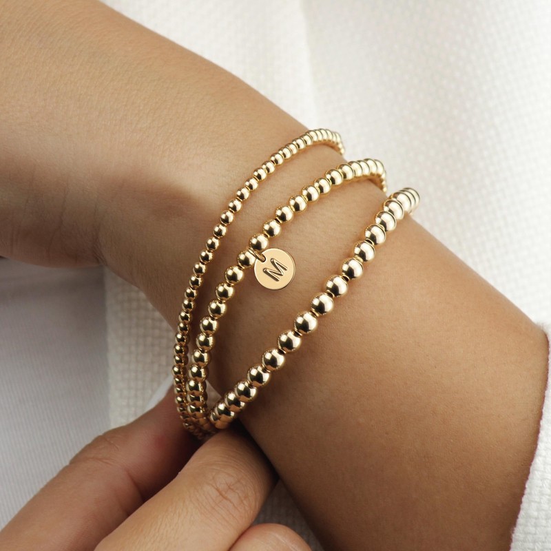 Turandoss Gold Initial Bracelet for Women - Dainty 14K Gold