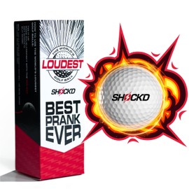 SHOCK'D GOLF BALLS - The World's Loudest Golf Ball - Viral Prank Ball (Sleeve of 3, Novelty) - Red Dot Button