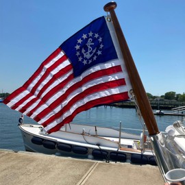 AMZFLAG American Yacht Ensign Flag 12x18 inch Made in USA, Embroidered US Yacht Ensign Nautical Boat Flags with 2 Brass Grommets Yacht Marine Boat