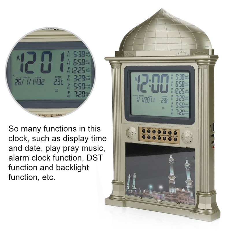 1Pcs Plastic Islamic Prayer Digital Calender Time Display Alarm Wall