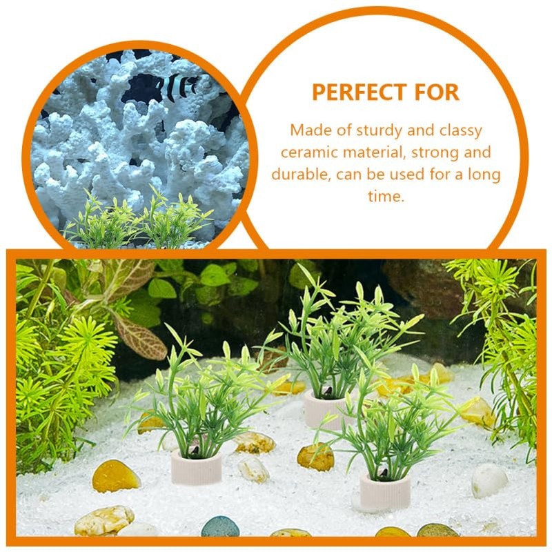 POPETPOP Pack of 5 Aquarium Ring Aquatic Plants, Ceramic Water