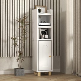 oneinmil White Single-Door Bathroom Storage Cabinet, Freestanding Organizer with Adjustable Shelves, Space-Saving Bathroom Rack for Towels, Toiletries & More