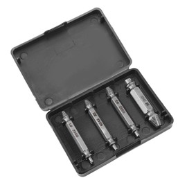 4PCS High Speed Steel Screw Extractor Set Damaged Screw Remover Tool for Broken Stripped Bolts Widely Used for Water Pipes Machinery Maintenance with Storage Box for Father 68HRC