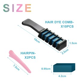 10 Pack Hair Chalk Comb with 2 Hair Clips, Temporary Hair Colour Chalk Comb, Washable Hair Colour Pencil, DIY Hair Colour Pen for Party, Cosplay