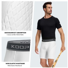 KOOPOW Adult Padded Sliding Shorts Men Slider Shorts Sliding Pads for Baseball, Football, Lacrosse, Hockey,White-M