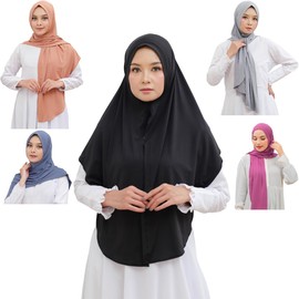 RikaJasmine Instant Hijab Khimar I Ready To Wear Scarf with 5 in 1 style I Muslim Accessories For Women (black)