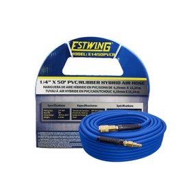 Estwing E1450PVCR 1/4" x 50' PVC / Rubber Hybrid Air Hose with Brass 1/4" NPT Industrial Fitting and Universal Quick Connect Coupler