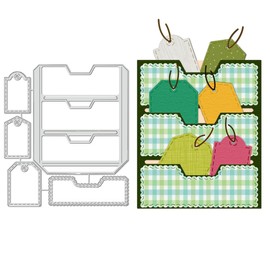 BENECREAT Tag Theme Cutting Dies, Label Storage Clip Embossing Stencils Die Cuts for Card Making, DIY Scrapbooking Photo Album Decorative Embossing Paper Card
