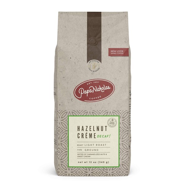 PapaNicholas Decaf Ground Coffee Hazelnut Creme 12 Ounce Bag