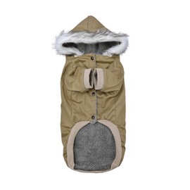 DYAprWu Warm Dog Hooded Trench Coat Windproof Parka Jacket for Cold Weather(XXL, Khaki)
