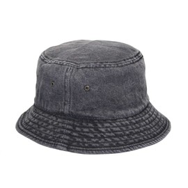 Short Brim Visor Cotton Bucket Sun Hat Smoke Denim Small/Medium