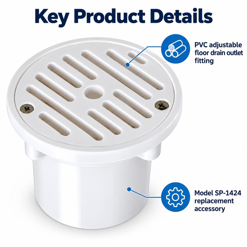 Adjustable Swimming Pool Floor Drain Outlet for Pool Water Drainage