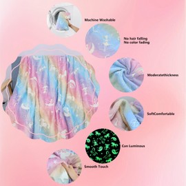 LXTOPN Cuddly blanket for children, unicorn blanket, cuddly blanket, glows in the dark, unicorn gifts for girls, super soft and warm blanket