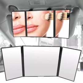 Unbranded 3-Way Folding LARGE Car Sun Visor Mirror Vanity Makeup Girl Home Cosmetic Shade