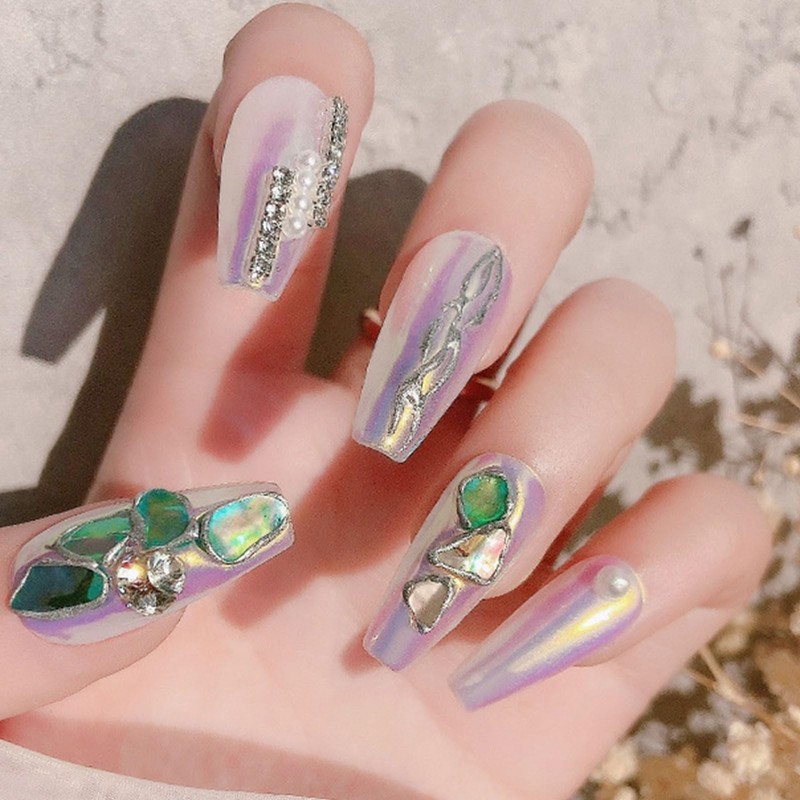 Abalone Shell Flakes for Nail Art, Mixed Size 3D Abalone