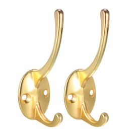 TA-VIGOR 2Pcs Coat Hooks, Heavy Duty Wall Mounted Coat Hat Hook, Gold Robe Vintage Hooks Hangers for Hat Clothes Hanger Towel Keys