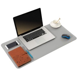 ARNTY Leather Desk Mat, Large Laptop Table Mat, Desk Mat, Ultra Thin Desk Mat Made of PU Leather, Desk Mat for Office or Home Area (Grey and Light Grey, 60 x 35 cm)