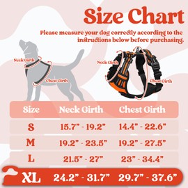 rabbitgoo Dog Harnesses for Large Dogs, No Pull Pet Harness with 3 Buckles, Adjustable Soft Padded Vest with Instant Control Handle, Easy Walking Reflective Pet Vest, Orange, XL