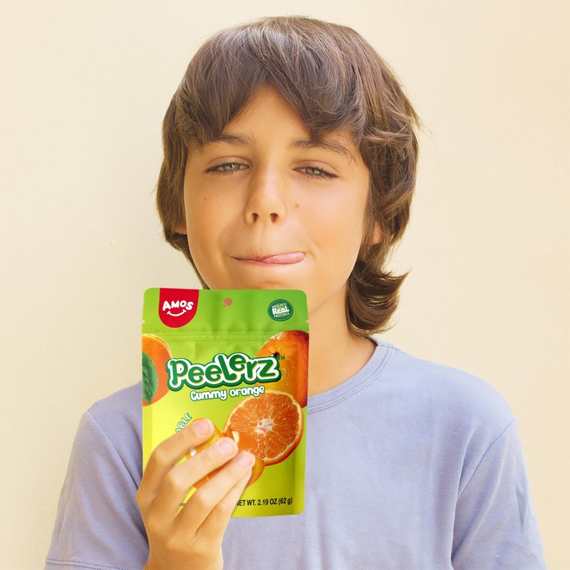 Amos 4D Gummy Peelable Orange Candy, Peelerz Gummy Orange, Fruit