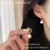 JAXXEL Pearl Drop Earrings, 18K Gold Plated, Hypoallergenic, White Pearl,