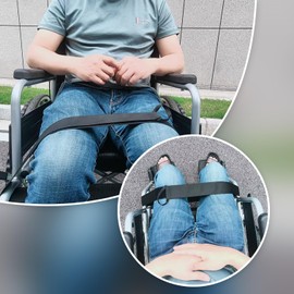 1Pcs Wheelchair Strap Seat Belt Leg Support Strap for Wheelchair User Wheelchair Thigh Strap Support Leg Straps for Elderly Dementia Paralysis Parkinson's Leg Spasm Keeping Leg Together(Black)