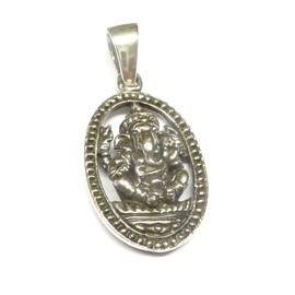 Silver Ganesh Pendant Sterling Silver Jewellery Unisex Lucky Charm Protection Symbol, Sterling Silver