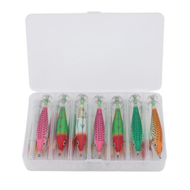 14Pcs Luminous Squid Hook Lure 8cm Artificial Shrimp Shape Fishing Lure Set with Storage Box