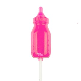 Sparko Sweets Pink Baby Bottle Lollipops for Baby Shower Favors, 24 Lollipops, Watermelon, Handcrafted in USA, 1.5 Pound