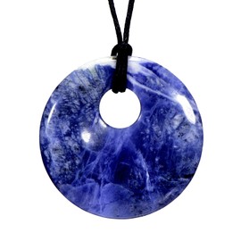 Morella Ladies' Necklace 80 cm with Round Gemstone Pendant in Velvet Bag, None