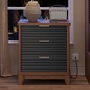 AOGLLATI Fluted Night Stand with Charging Station and 3 Drawers,
