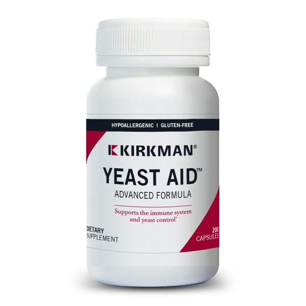 Kirkman - Yeast Aid Advanced Formula - 200 Capsules - Supports Yeast Control - Immune System Support - Hypoallergenic