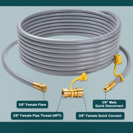 GASPRO 36 FT 3/8" ID Natural Gas Hose, Low Pressure LPG Hose with Quick Connect, for Weber, Char-broil, Pizza Oven, Patio Heater and More