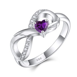 STARCHENIE Infinity Promise Ring 925 Sterling Silver Angel Wings Heart Amethyst Ring for Women Size 6