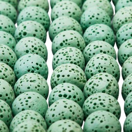 SUNYIK Light Green Lava Rock Essential Oil Diffuser Stone Loose Bead for Jewelry Making 8mm 14"