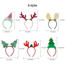 6 Pieces Xmas Headbands Christmas Headbands for Women Kids Adults Baby Girls Christmas Hats Reindeer Antlers Headband Hair Hoop with Ears Headwear Christmas Costume Party Decoration