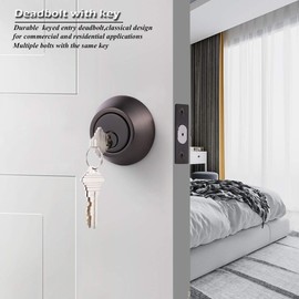 Gobrico Single Cylinder Deadbolt Locks for Entry Front Door Oil Rubbed Bronze Finished,Keyed Alike Locksets with Same Key,Thumb-Turn Button Inside,4Pack