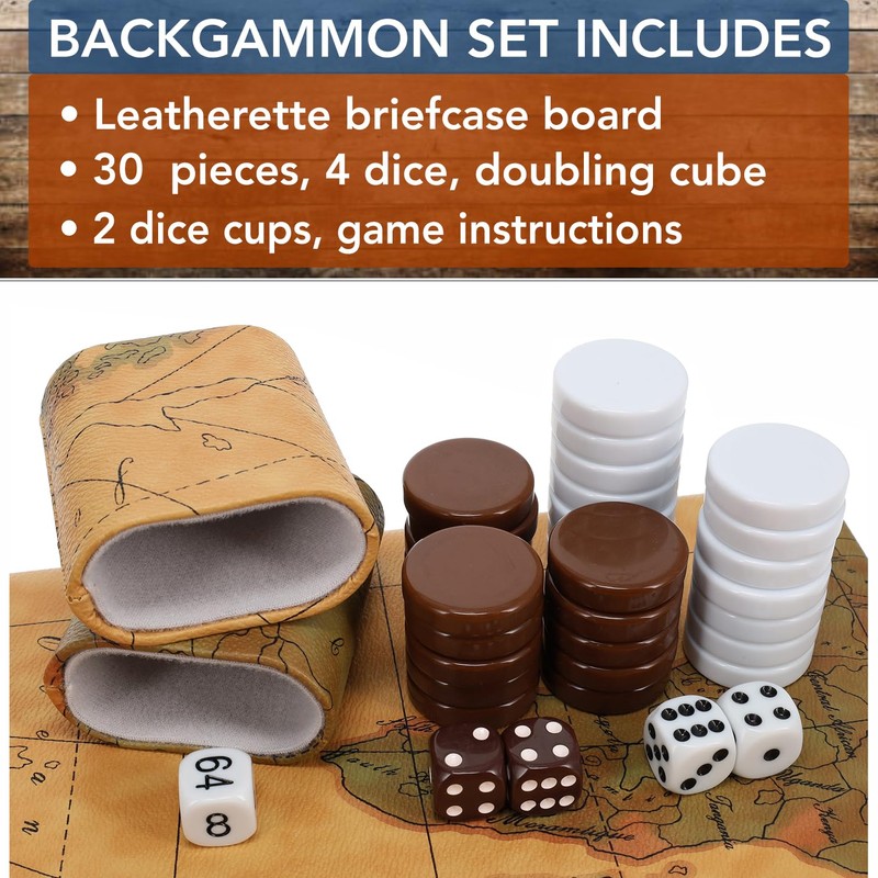 WE Games Map Design Backgammon Set - 18 Inch with