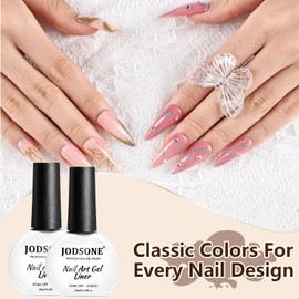 JODSONE 2Pcs Swirl Nail Art Liner Gel Polish,10ml Classic Color 3D Nail Art Pens Effect Nail Print Design with Thin Brush for French Tips Manicure Painting DIY at Home,Glitter Gold & Silver