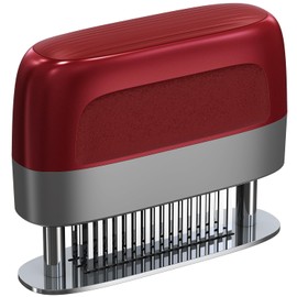 hogance Meat Tenderizer with 100% Stainless Steel Needle Blades, Steaker Meat Tenderizer Kitchen Helper for Steak, Chicken, Pork, Fish, BBQ, Meat Tenderizer, Red