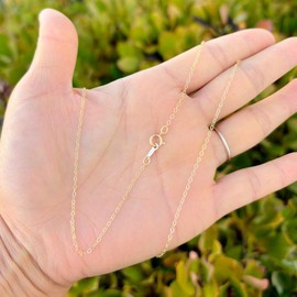 Adabele 1pc Real 1/20 14K Gold Filled 18 Inch Long Flat Cable Chain Necklace 1.3mm Dainty Thin Permanent Women Men Jewelry KC48-18