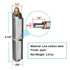 MOUNTAIN_ARK 10 Pack 3-1/8" Weld On Bullet Hinges with Grease Zerk, Lift Off Weldable Barrel Hinge for Gate, BBQ Smoker, Steel