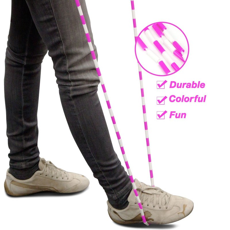 K-Roo Sports SJMP-001 Jump Rope with Plastic Beaded Segmentation, 7',Pink/White