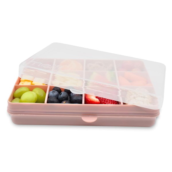 melii Snackle Box – Divided Snack Container, Food Storage for Kids, Removable Dividers, Arts & Crafts, Beads, BPA-Free – 12 Compartments (Pink)