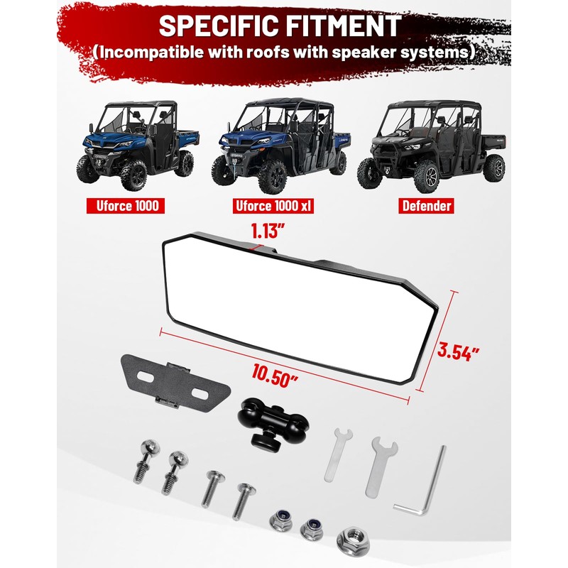 StarknightMT Rear View Mirror For UForce 1000 1000xl/Defender, Uforce Center