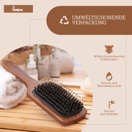 lampox Hair Brush Paddle Brush Paddle Brush Paddle Brush Detangling Brush Brush with Boar Bristles Made of Bamboo Wood