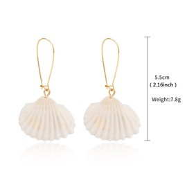 AMOR SPES Natural Sea Shell Gold Pearl Drop Earrings Dangle Earrings for Women Girls Beach Jewelry (B)