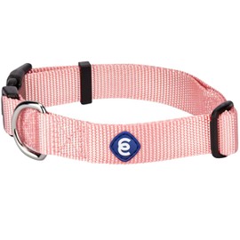 Blueberry Pet Essentials Matching Medium Dog Collar | Adjustable Classic Solid Color Nylon Dog Collars for Medium Dogs | Baby Pink Dog Collar for Medium Dogs